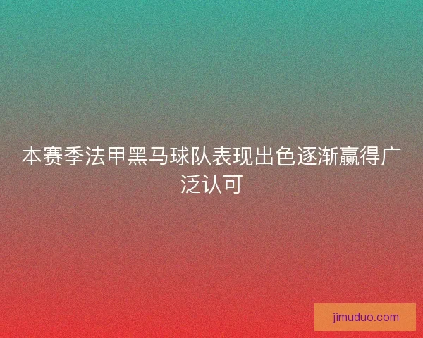 本赛季法甲黑马球队表现出色逐渐赢得广泛认可