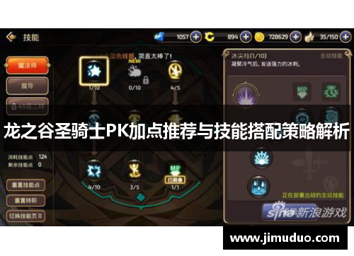 龙之谷圣骑士PK加点推荐与技能搭配策略解析